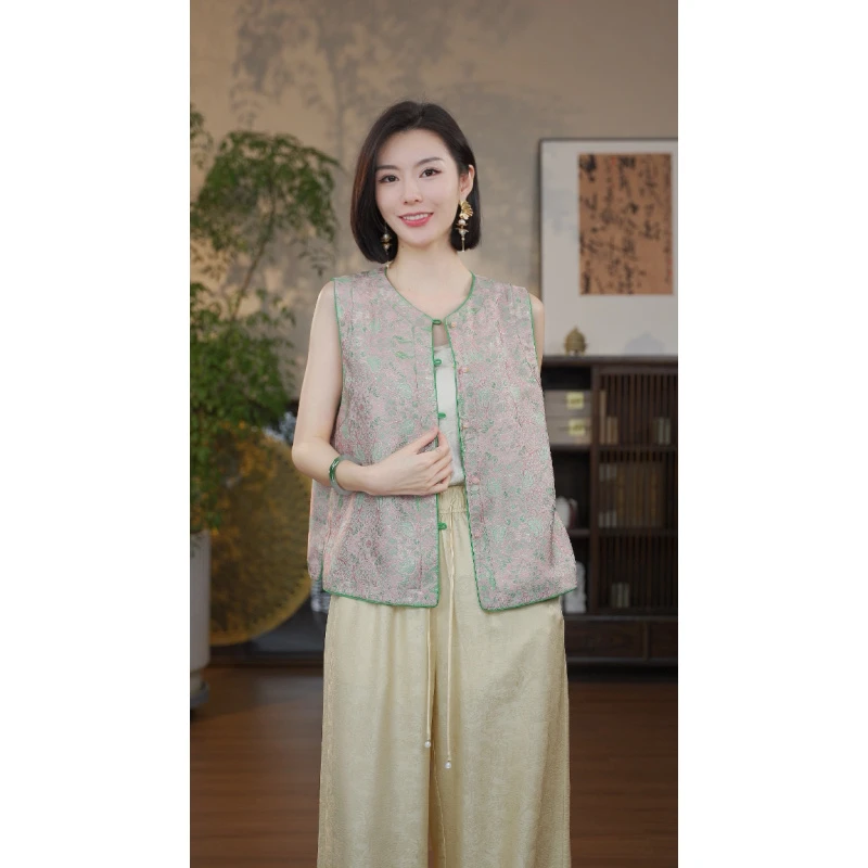 GONG QUE 新中式异色罗国风马夹 241431