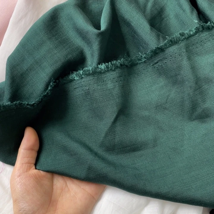 天丝（莱赛尔纤维）墨绿色棉麻1米