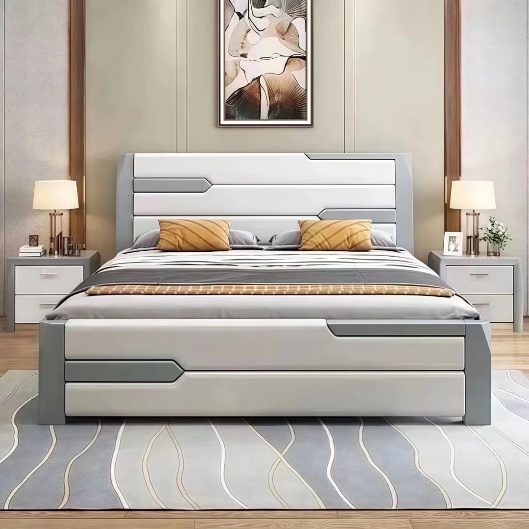 4北欧简约实木床1.8米双人床榫卯床板1.5米家用主卧大床2米宽大床