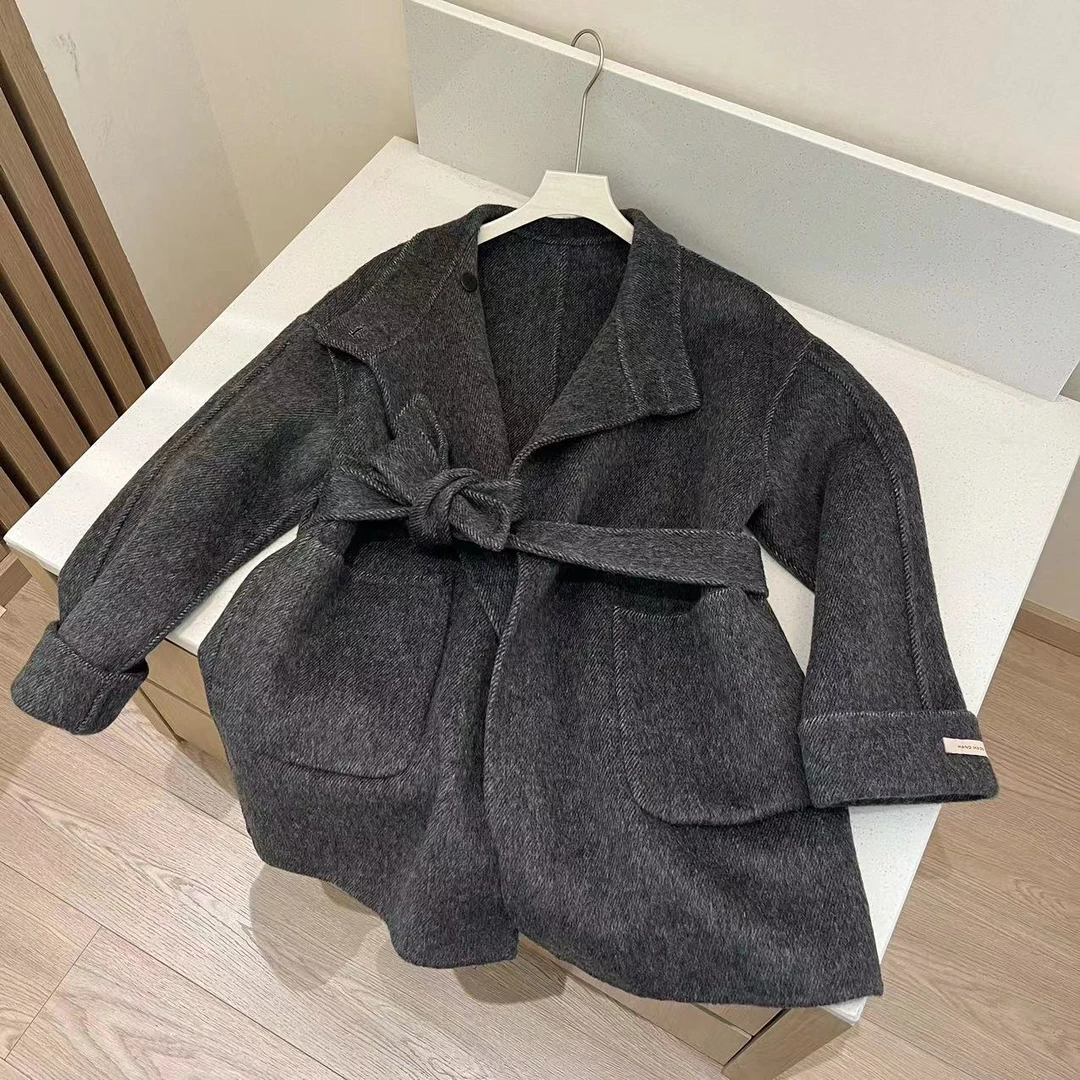 【豆子推荐】9112 韩版设计感简约收腰气质大衣冬季