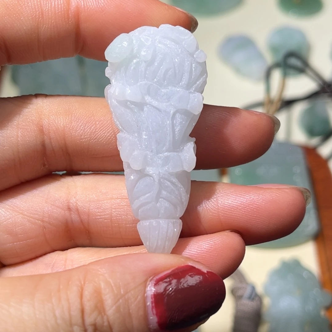 定制翡翠未镶嵌天然翡翠白菜吊坠