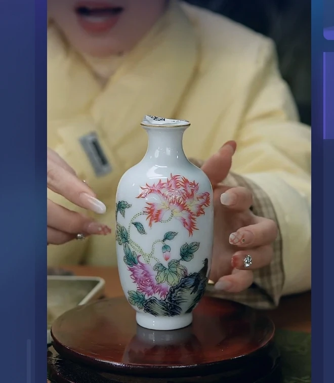 景德镇陶瓷供应链粉彩珐琅虞美人画片小冬瓜瓶138y