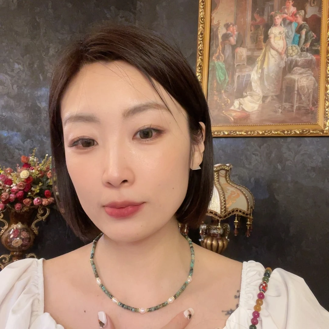 黄铜琉璃925银绿色项链