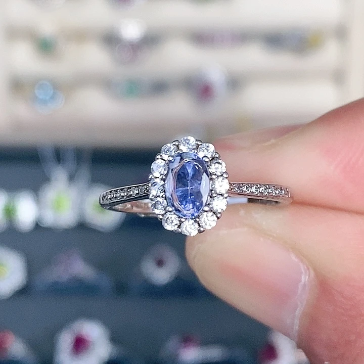 坦桑石戒指银S925镶嵌