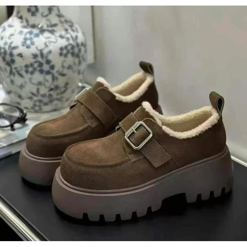 D57厚底百搭休闲加绒乐福鞋