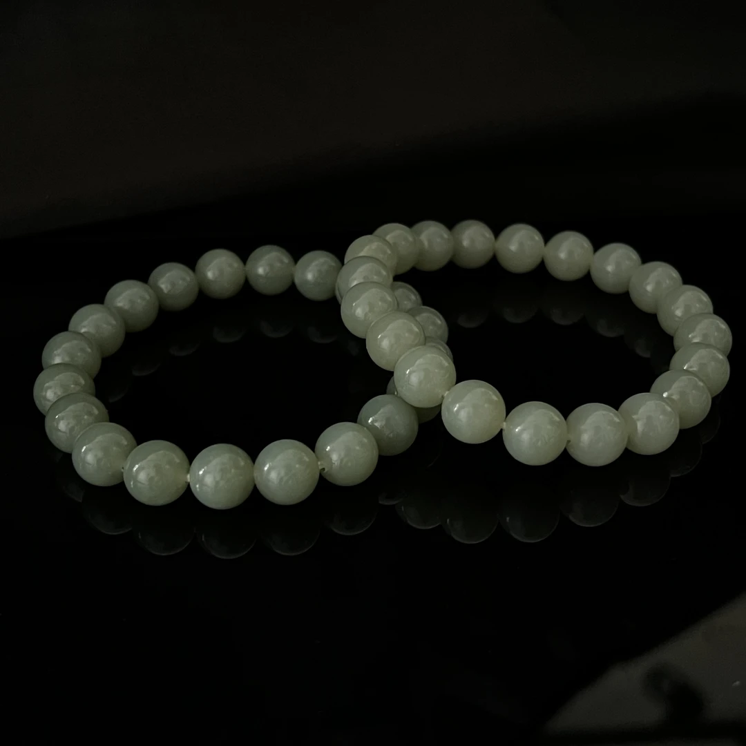 新疆和田玉且末料卡10圆珠手串男女同款 多样性发其一 百搭珠宝