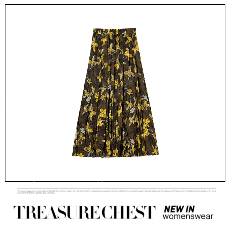 乔儿定制【鸢尾花】黄色半裙高端洋气定制半身裙中长款A字裙薄款