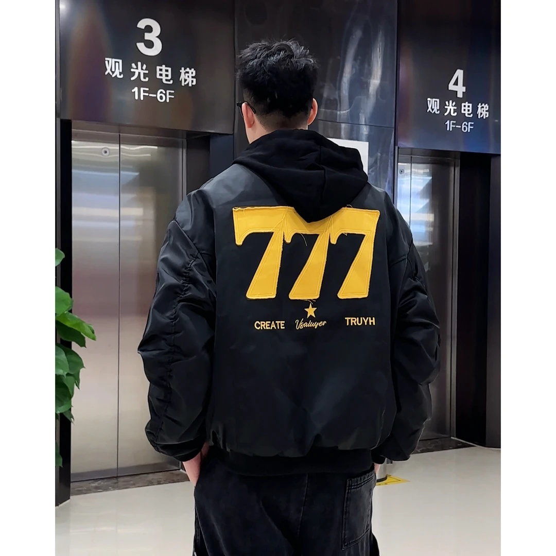 【衣工男】秋冬款美潮高级感可拆连帽加棉777夹克  8620