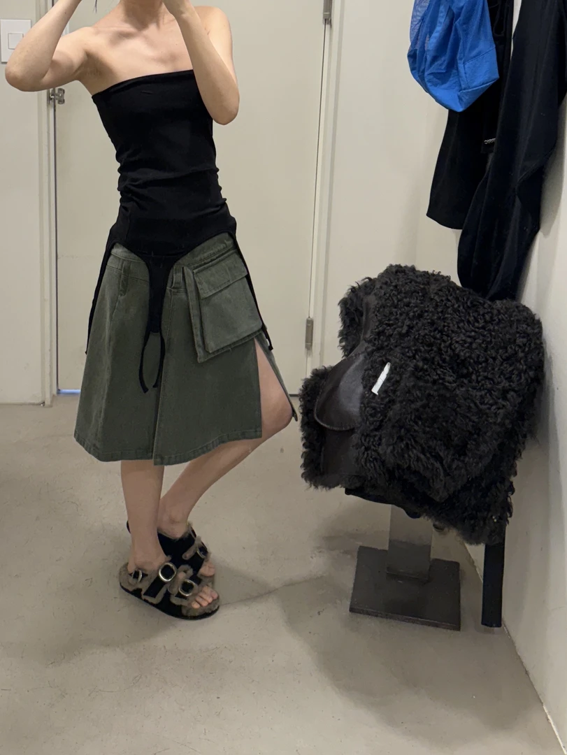 Seyora【调色师】欧若风100%棉不规则工装休闲牛仔半身裙B31780SY51