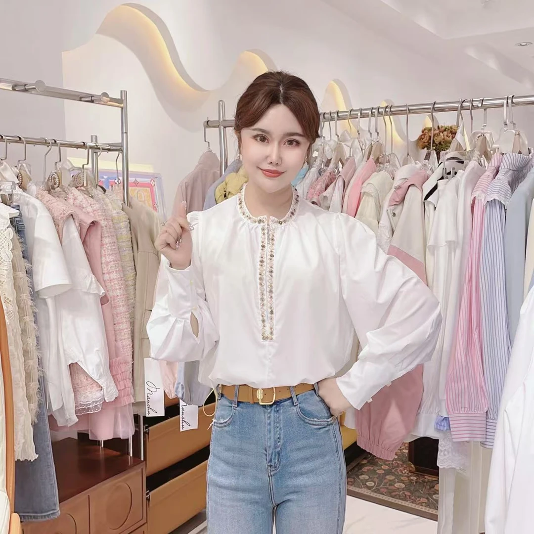 闺蜜精品021219【初雪茉莉】重工领衬衫