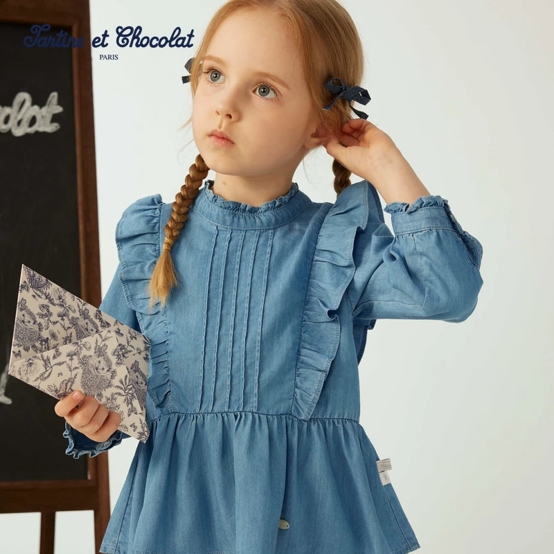 TC法国巧克力童装25新款女童可爱长袖衬衫上衣CIBAF3844A