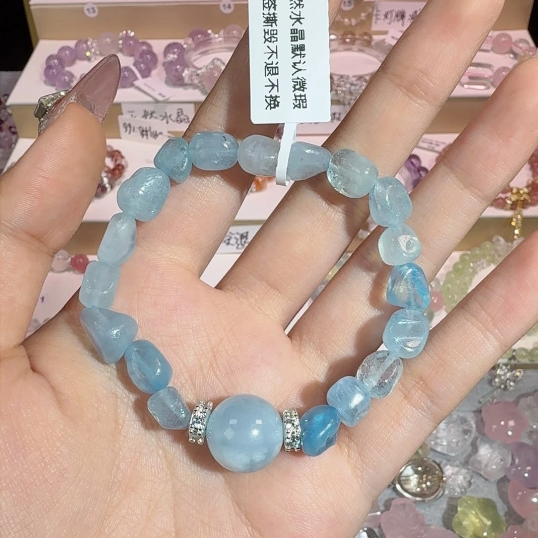 水晶手串未镶嵌海蓝宝