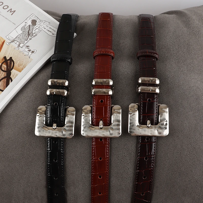 2025夏季新款鳄鱼纹真皮皮带女款牛皮休闲轻奢百搭装饰牛仔裤腰带