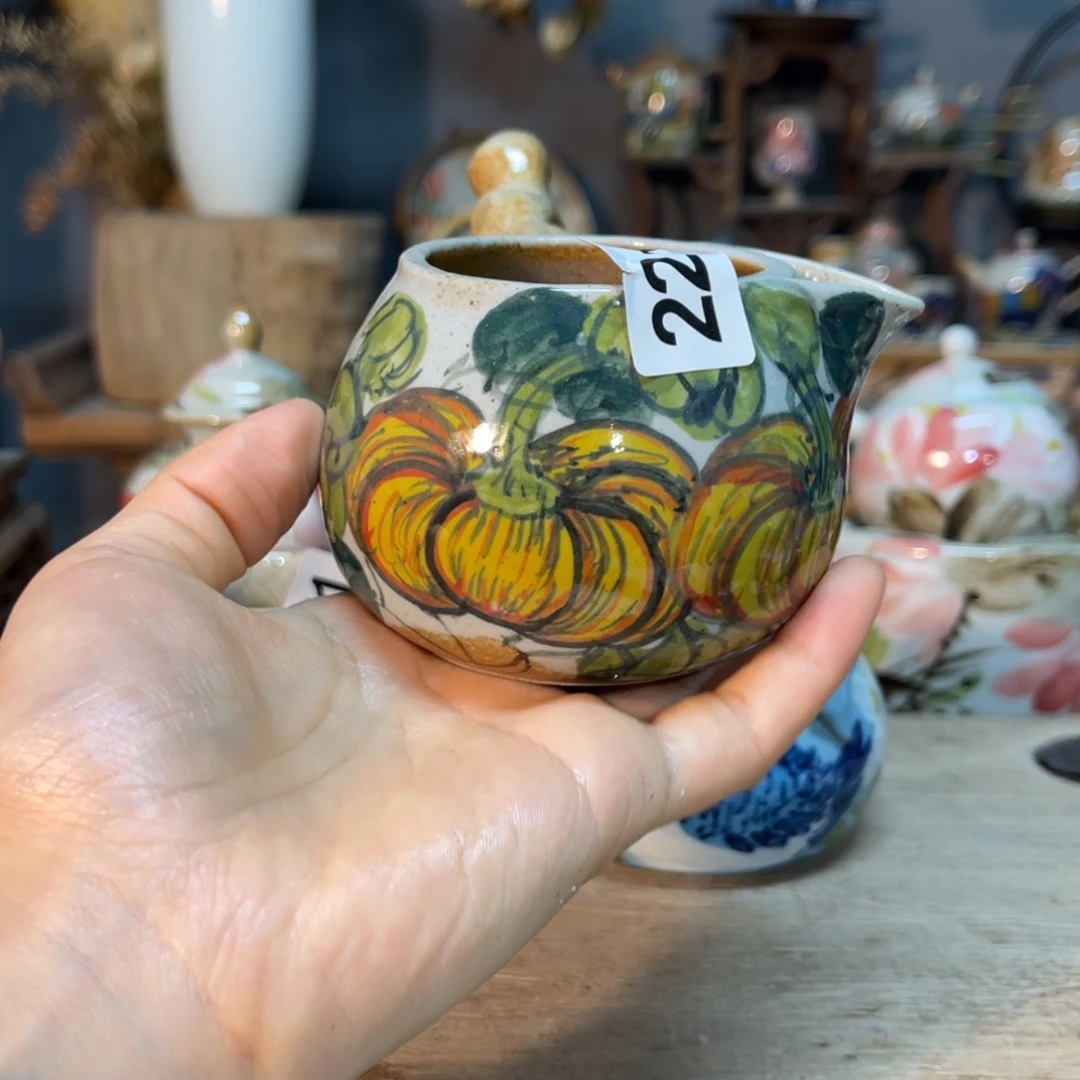 壶素浅陶瓷手工手绘