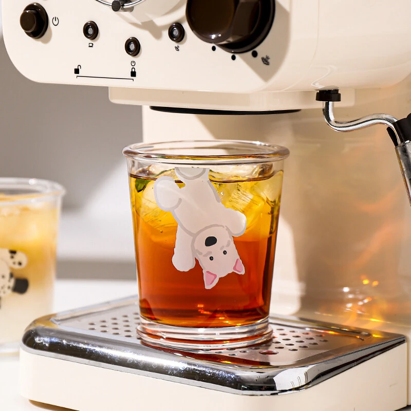 川岛屋玻璃杯子女高颜值咖啡杯办公室水杯家用可爱果汁牛奶饮料杯