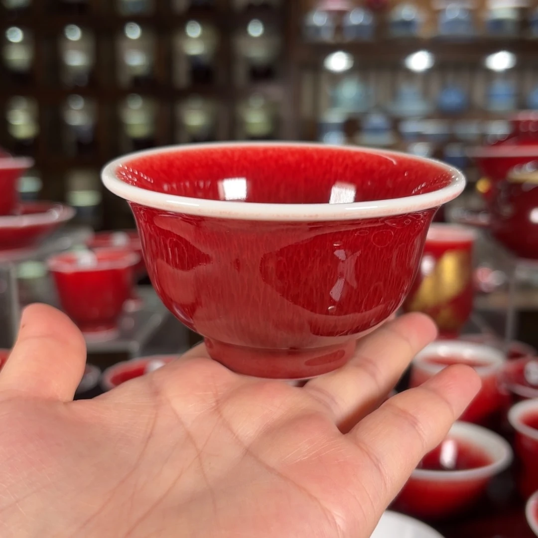 杯子景德镇原矿朗红杯