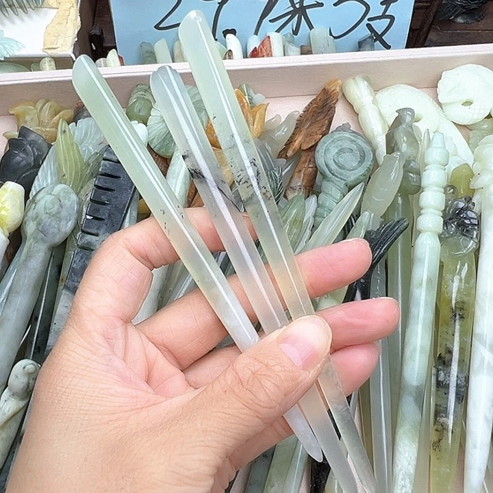 蛇纹石玉未镶嵌发簪