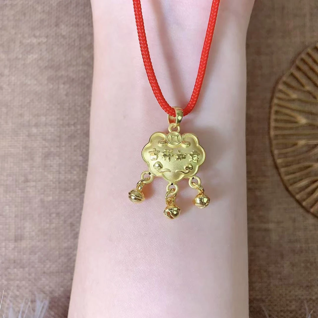 【伟新源】足金999 硬金工艺 吉祥如意锁2.47克（不含绳）