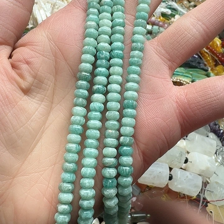 玛瑙/玉髓未镶嵌珠宝半成品一条6mm天河石瓜珠算盘