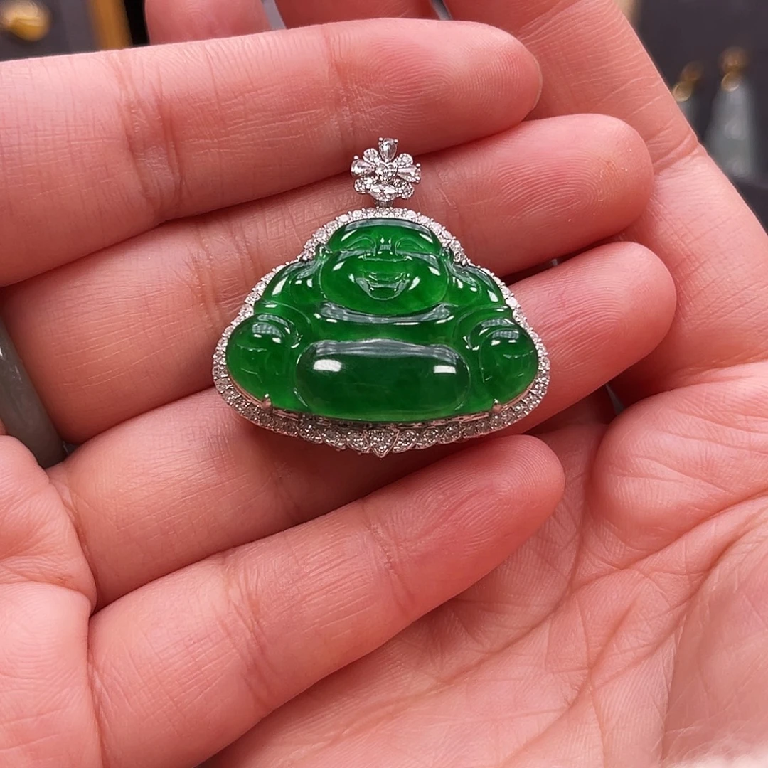 翡翠18K金镶嵌吊坠(不含链)