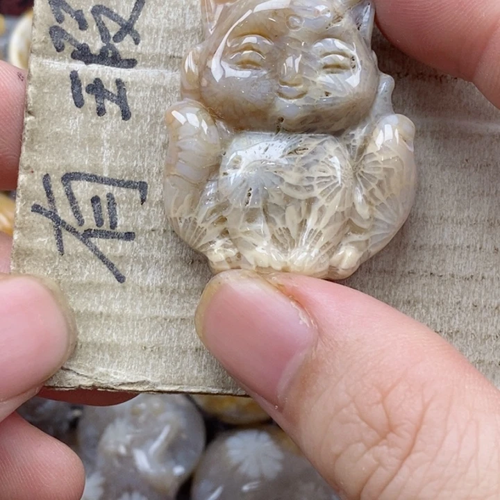 颈饰未镶嵌硅化珊瑚（珊瑚玉）灯**珊小