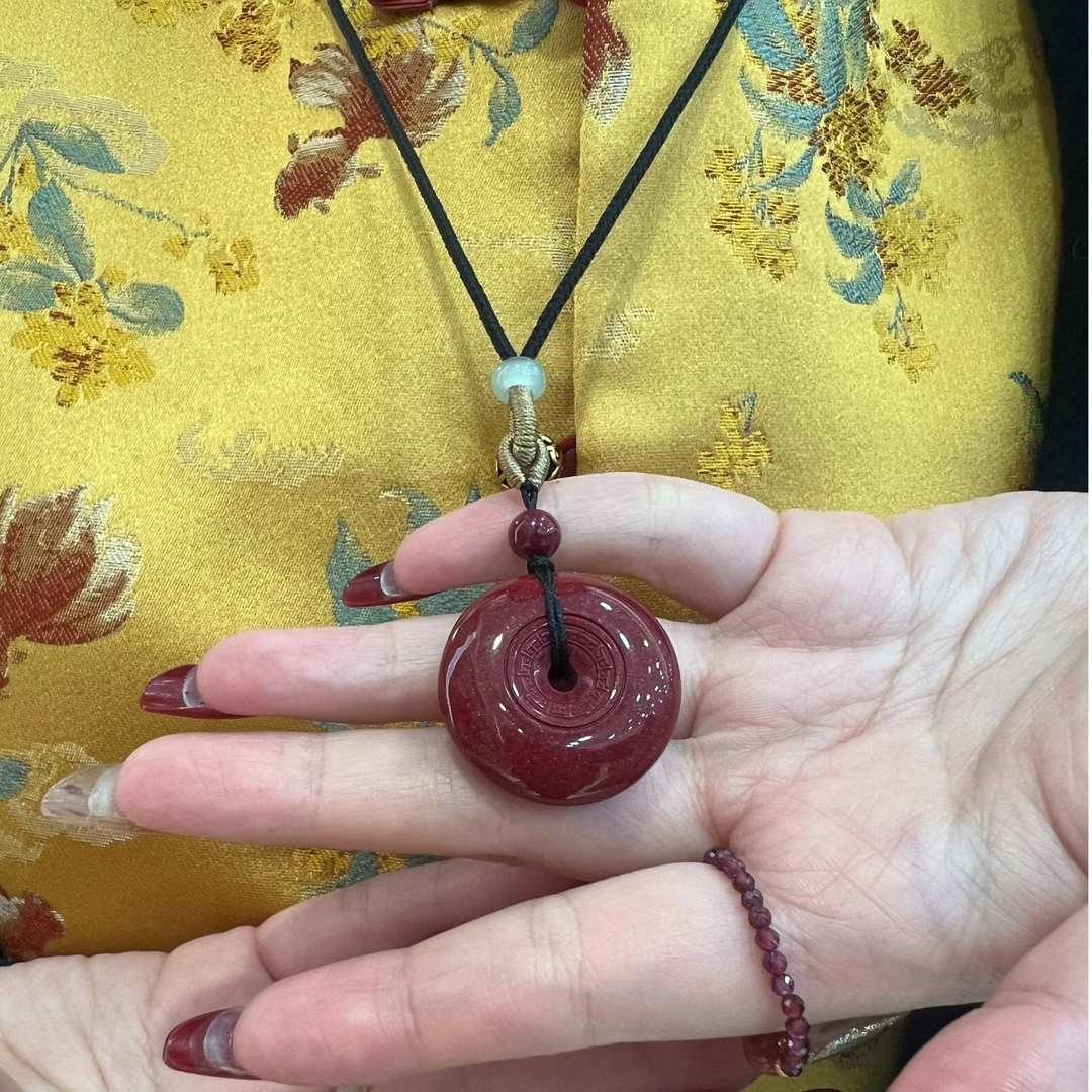 含辰砂工艺品普陀山新年爆款紫金砂平安扣挂坠605