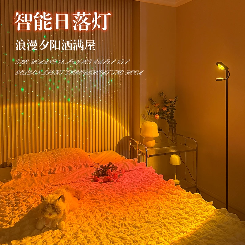2025新款日落灯客厅卧室氛围装饰落地灯夕阳灯落日激光星空投影灯