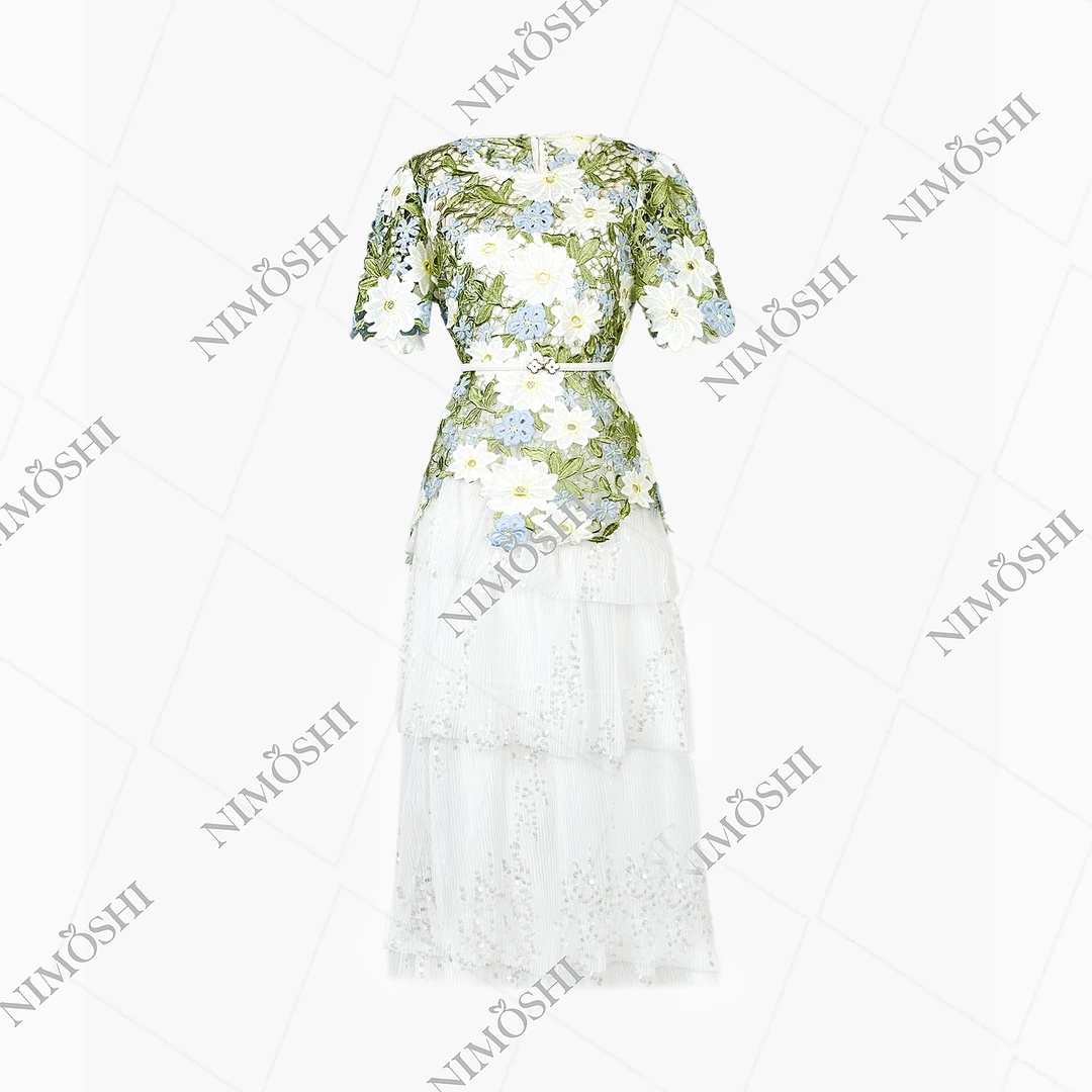 【木木专属】高定重工定制别致镂空蕾丝花卉短半身裙长裙W2521442