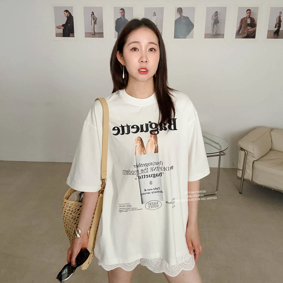 春夏款韩版7232时尚通勤街头遮肉百搭个性宽松休闲印花T恤