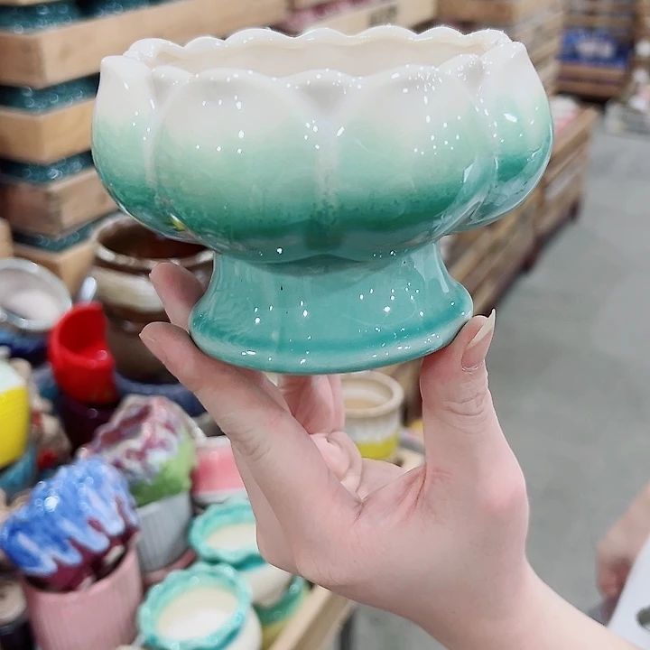 有孔.凑满10元发货多肉陶瓷花盆！