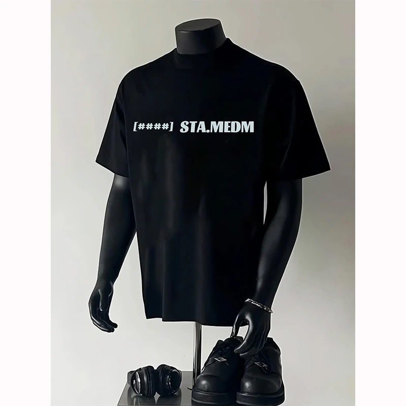 STA.MEDM联名美式重磅纯棉印花短袖男t恤潮流宽松半袖体恤上衣服