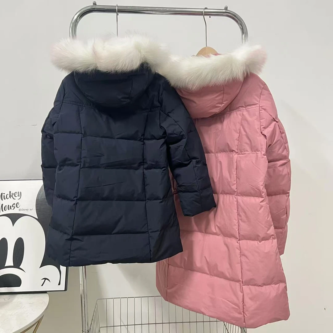 670三防蓄热，女童小狗狗毛球球连毛领可推卸长款羽绒服