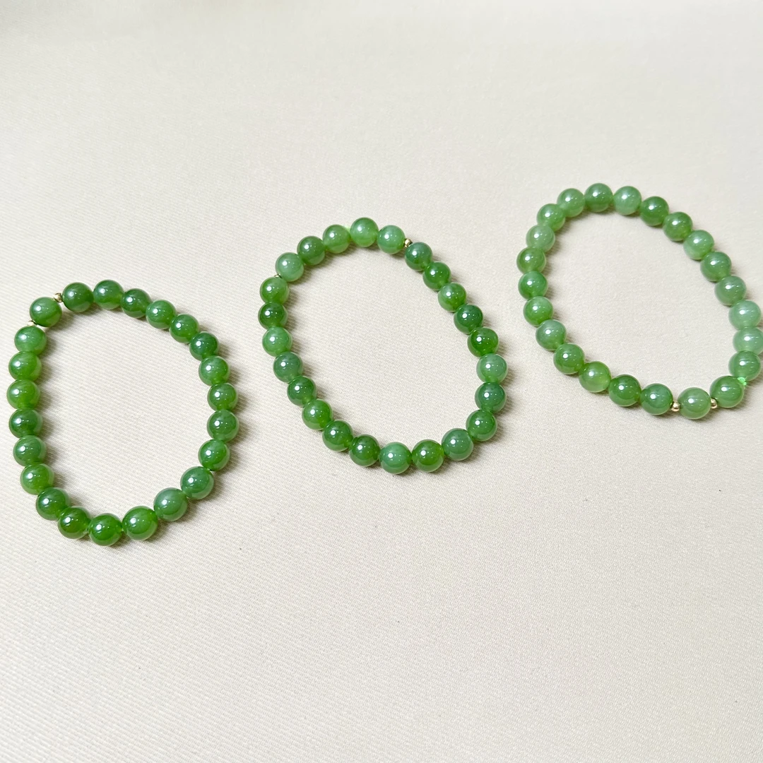 LYX1005和田玉碧玉手串7mm+多样性发其一