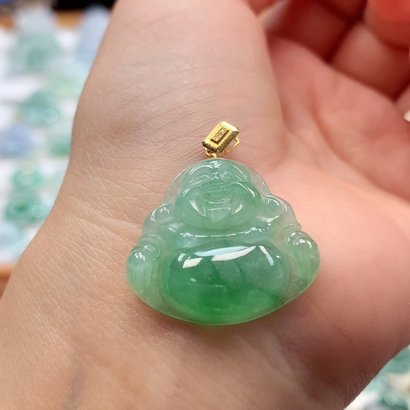 【闪购商品】翡翠18K金镶嵌吊坠(赠链)