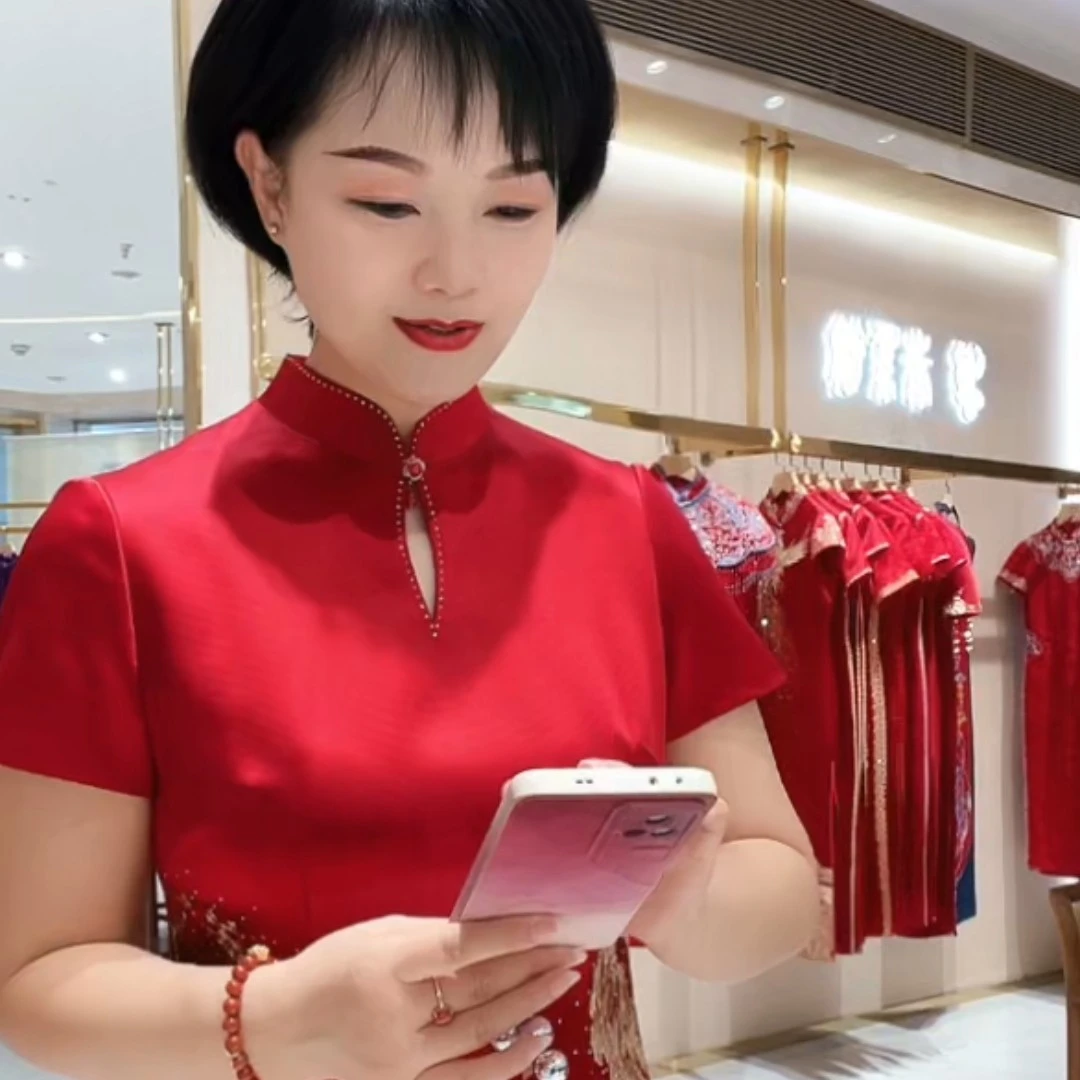 17276朱紫褕喜婆婆喜妈妈婚宴旗袍礼服敬酒服