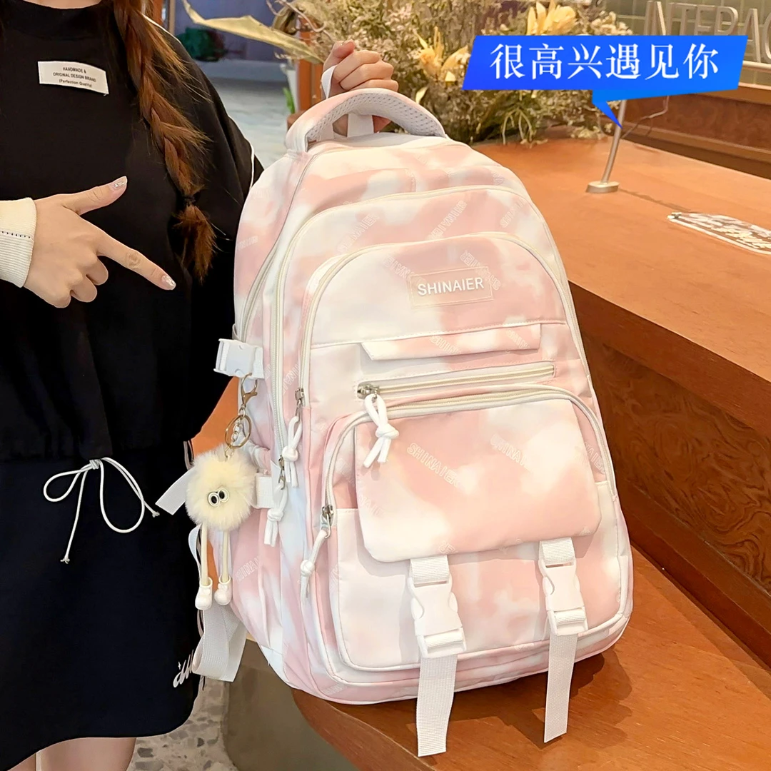 初中生书包ins高颜值女小学生1-3年级专用12-18岁减负护脊双肩包