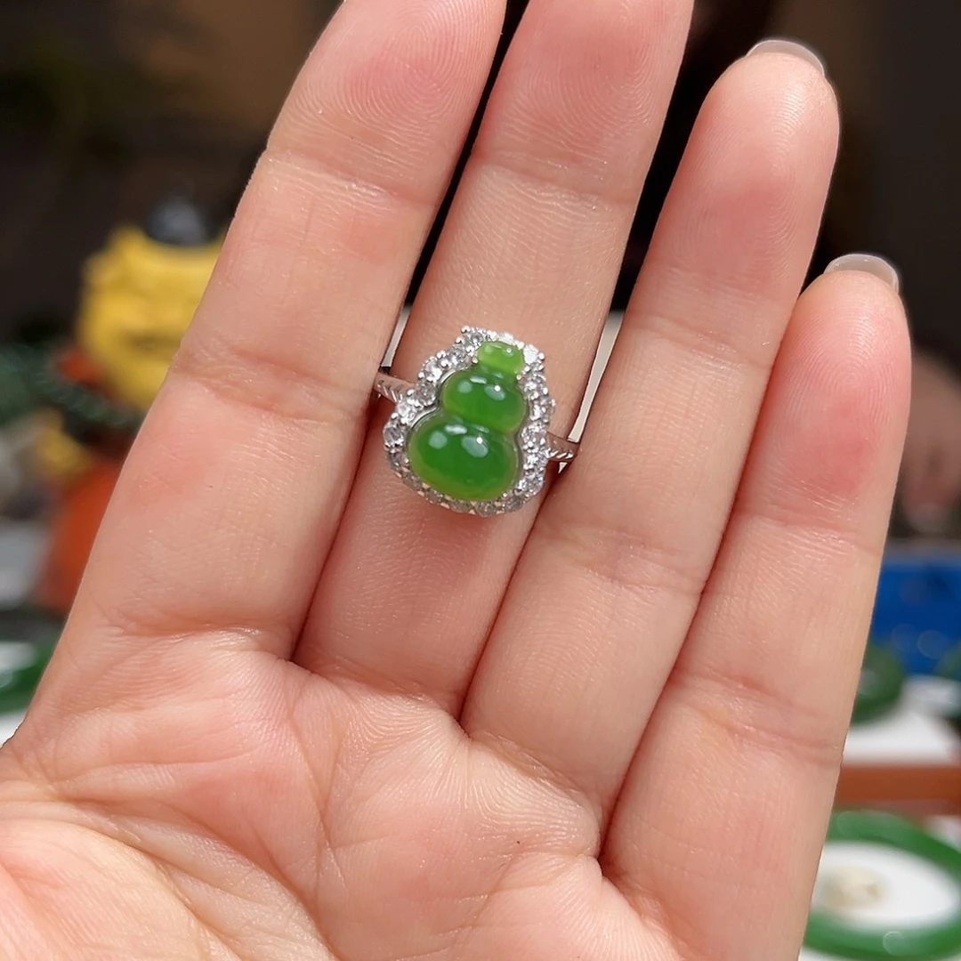 和田玉戒指银S925镶嵌