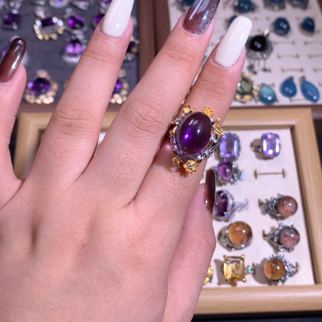 【闪购商品】水晶戒指银S925镶嵌玫*花