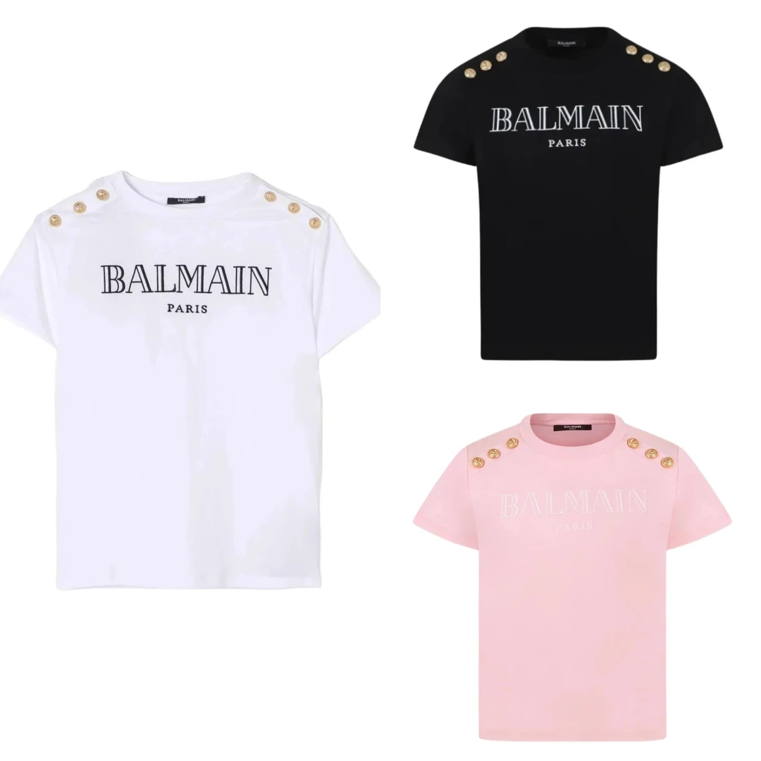 BALMAIN/巴尔曼T恤 Logo圆领短袖六粒扣
