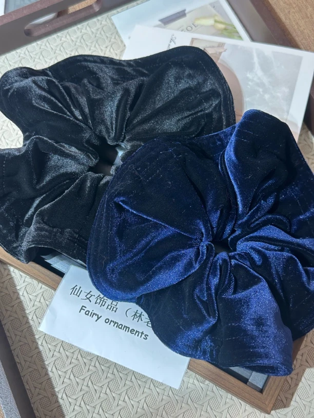 【021】～质感大号丝绒裙摆大肠圈秋冬复古法式气质简约扎发头花发绳