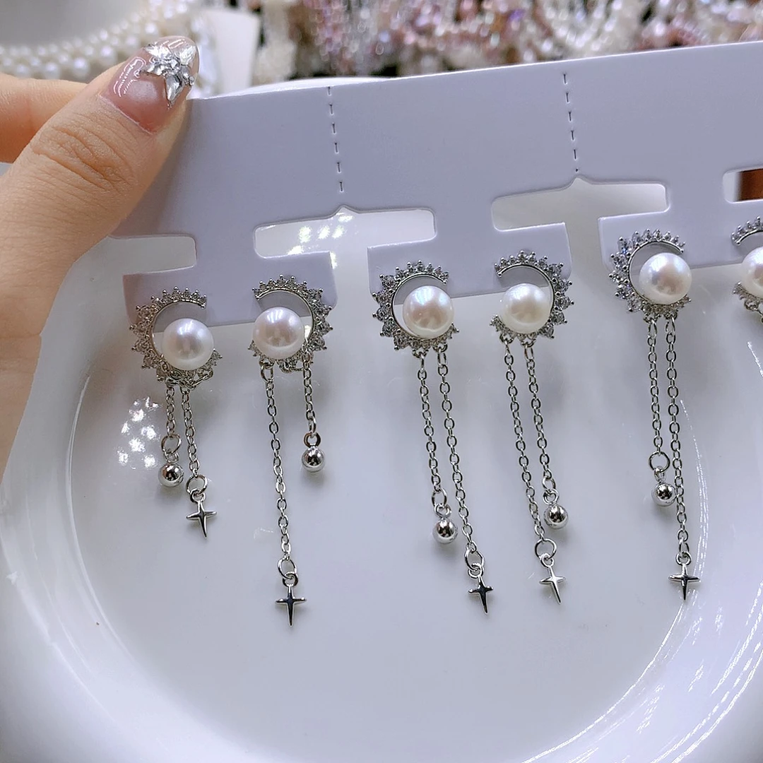 银S925镶嵌耳饰淡水珍珠