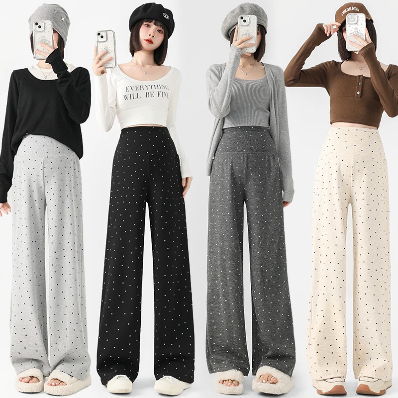 无抽绳波点孕妇裤子春秋糯米慵懒阔腿裤宽松显瘦休闲垂感裤山本裤