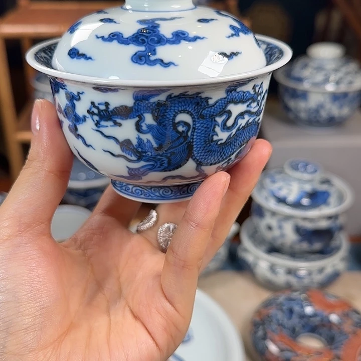 双龙双龙盖碗丰雅赏玩