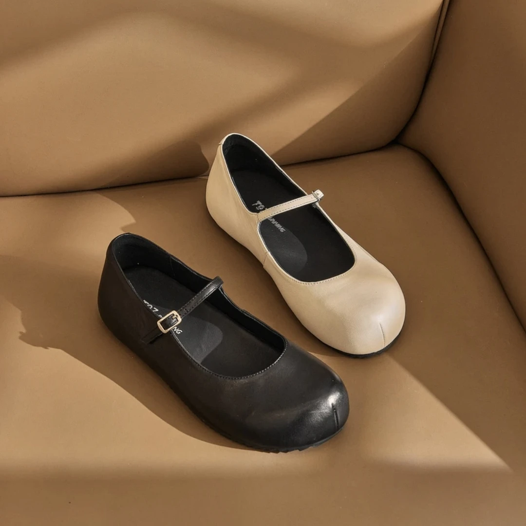 2025春季欧洲站新款设计师芭蕾平底鞋百搭真皮胎牛皮单鞋女G734