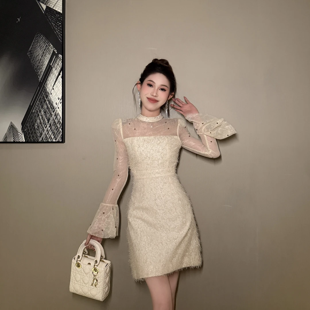【惠子原创】轻奢时尚蕾丝显瘦气质复古法式名媛修身连衣裙21407