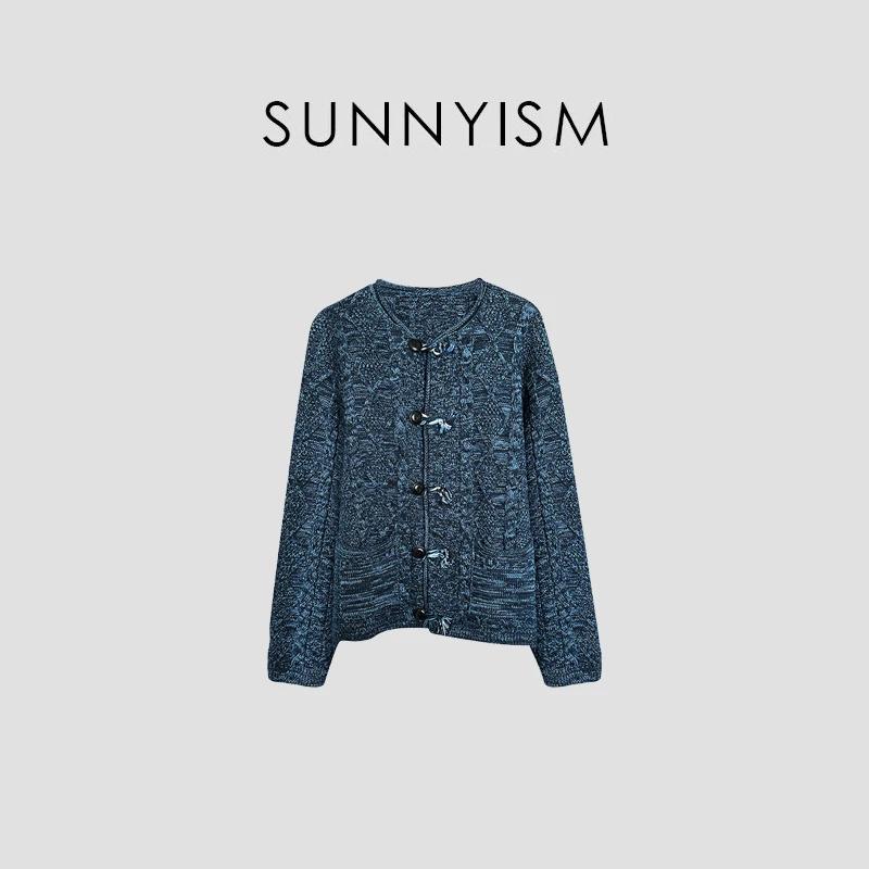 Sunnyism “海蓝之谜” 复古编绳扣粗针织棉外套 MY00771