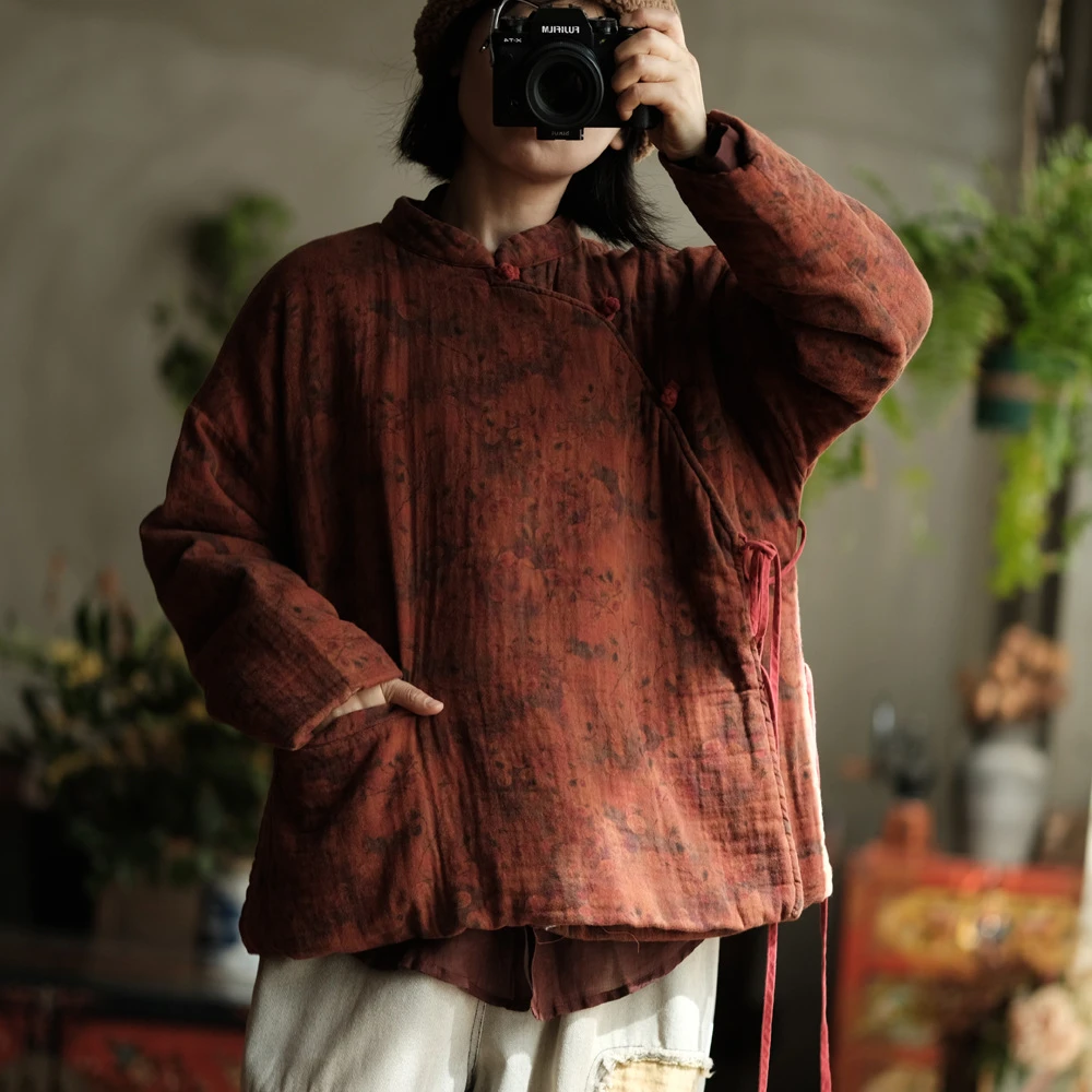 工厂货源文艺复古轻民族风宽松舒适棉麻棉衣女装1612雨霖玲