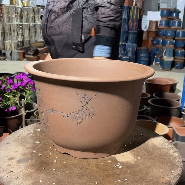 紫砂30平角金钟花盆花盆花盆