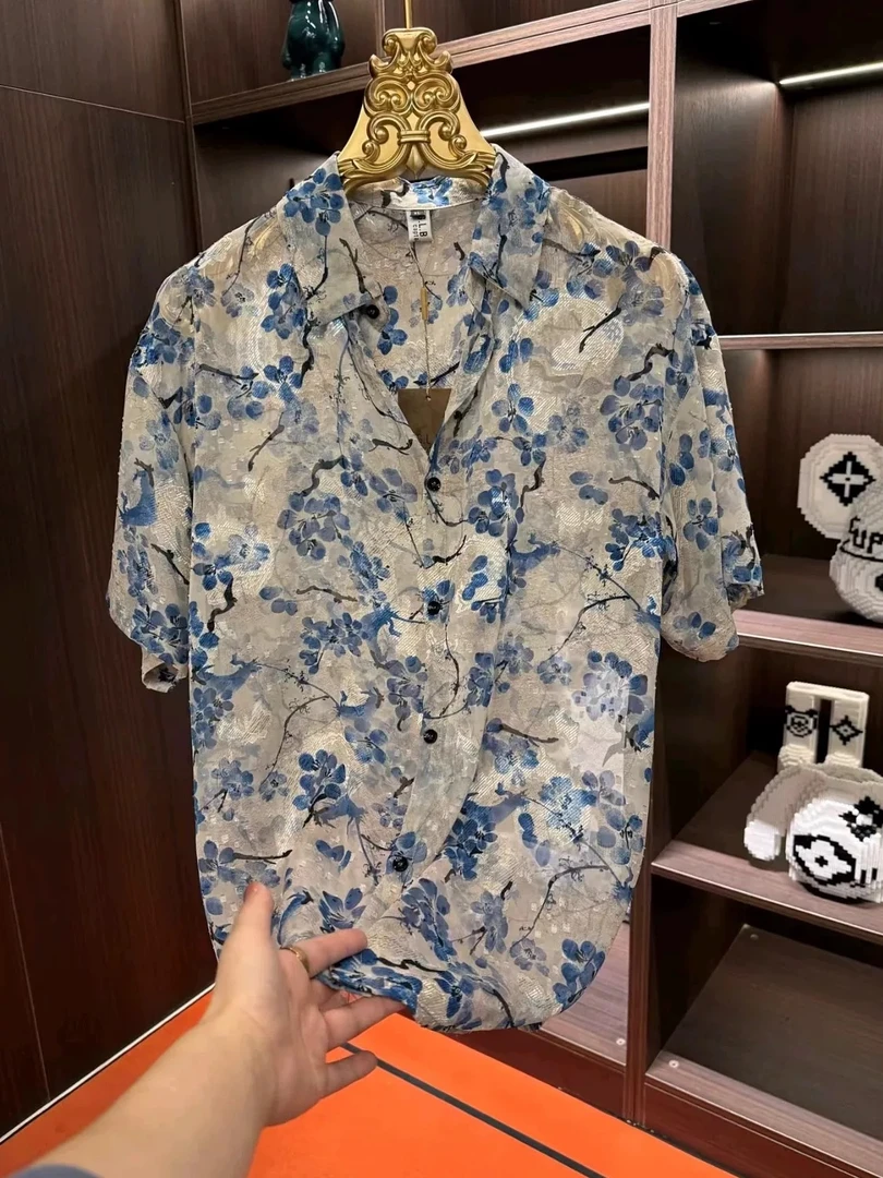 夏季新款防晒提花刺绣高品质时尚百搭商务欧货冰丝老钱风上衣男
