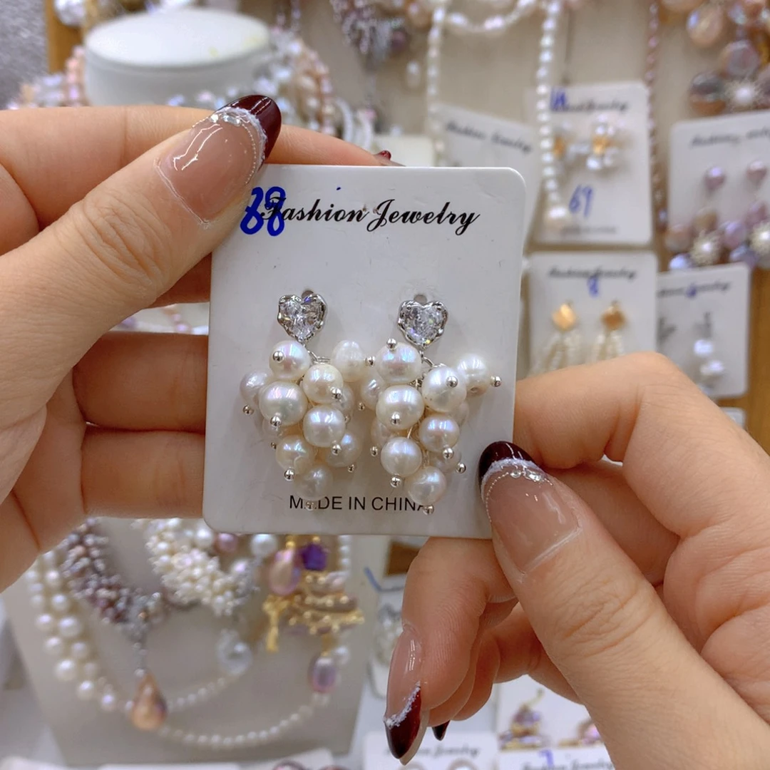 淡水珍珠耳饰银S925镶嵌